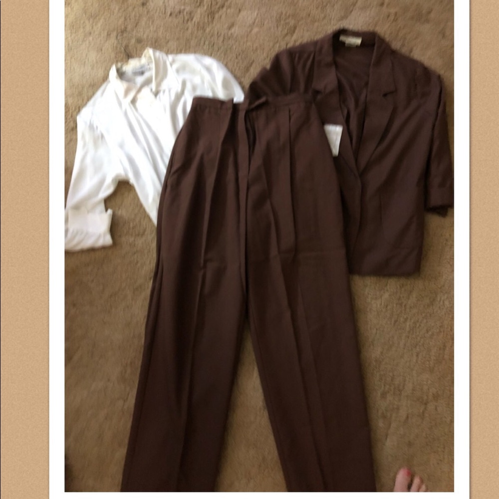 3 piece pants suit, jacket, slacks & blouse